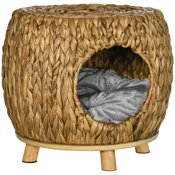 Rattan Cat House Stool For Rest W/ Soft Cushion 44 X 43 X 41cm