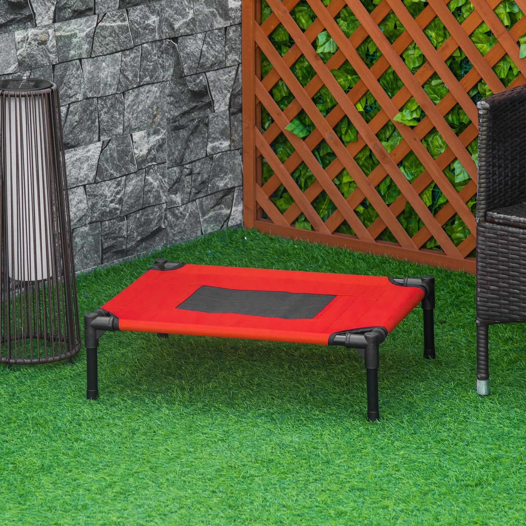 Elevated Pet Bed Dog Cool Cot Sleep Indoor Outdoor Portable Basket Red