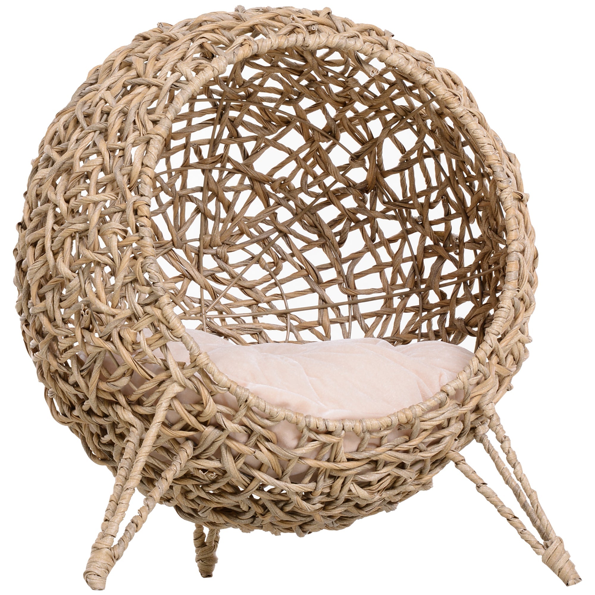 Wicker Cat House, Ball-shaped Rattan Raised Cat Bed