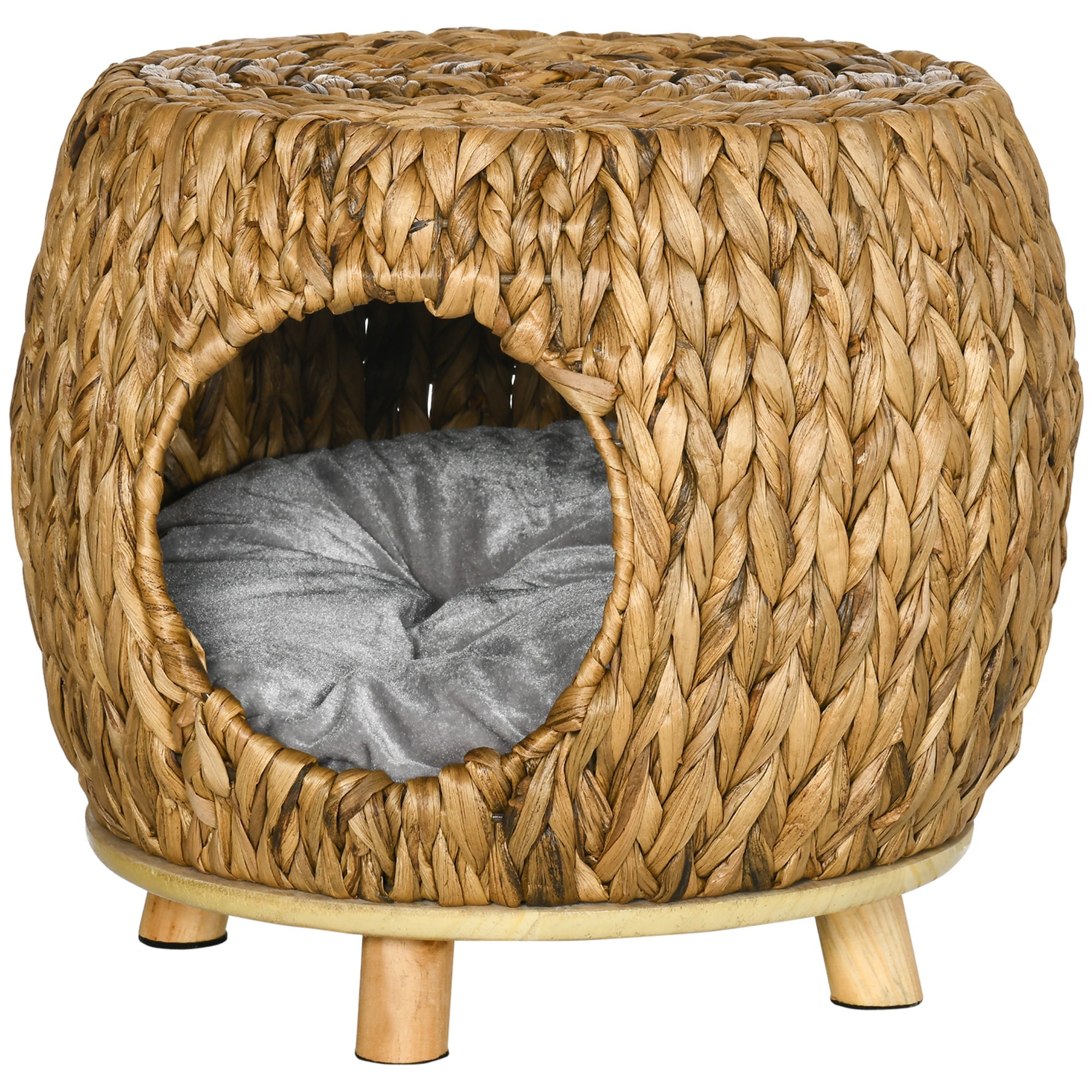 Rattan Cat House Stool For Rest W/ Soft Cushion 44 X 43 X 41cm