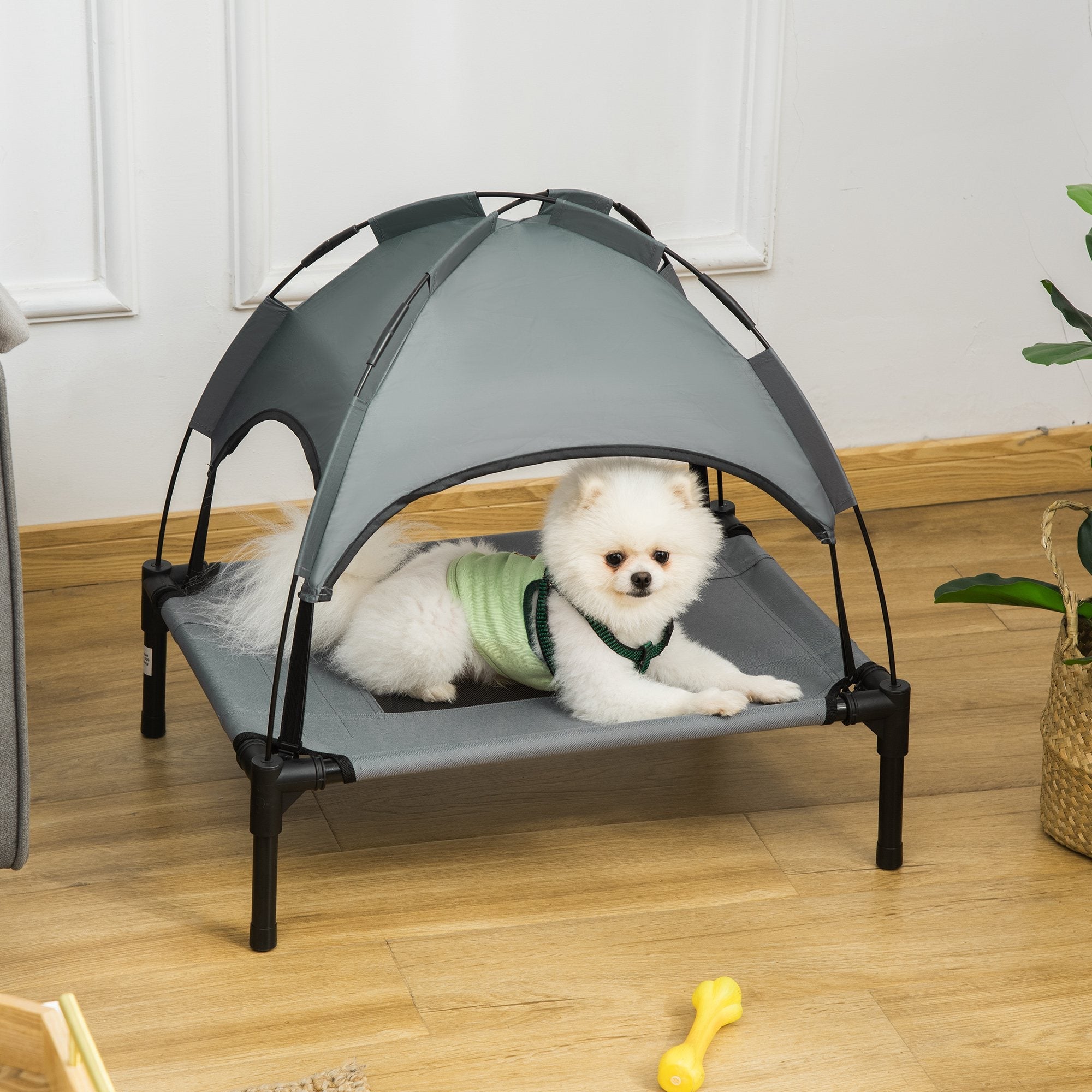 61cm Elevated Dog Bed Cooling Raised Pet Cot Uv Protection Canopy