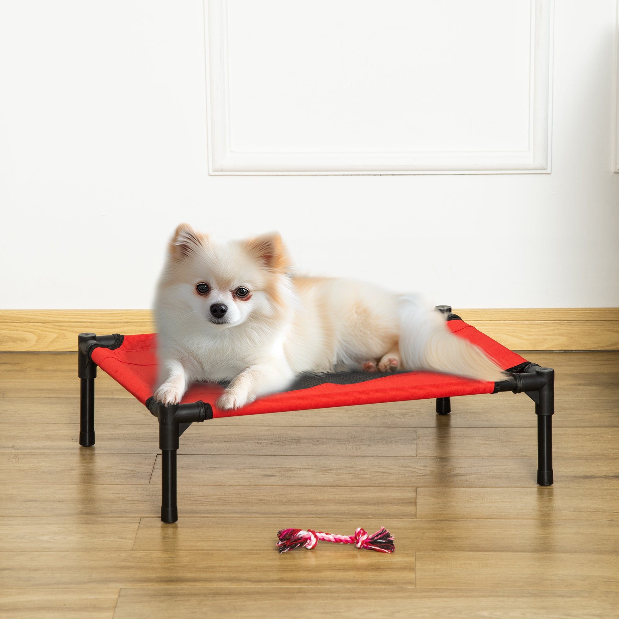 Elevated Pet Bed Dog Cool Cot Sleep Indoor Outdoor Portable Basket Red
